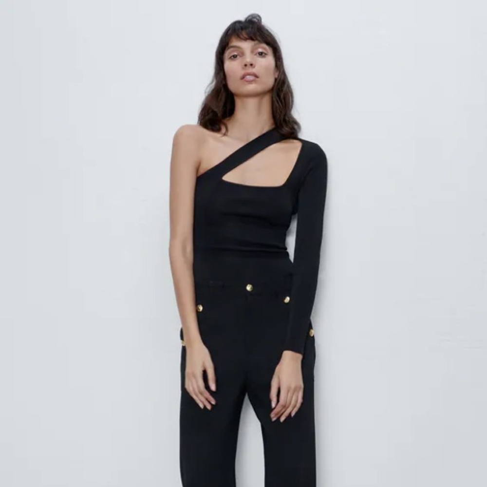 Zara asymmetrical bodysuit size medium black New